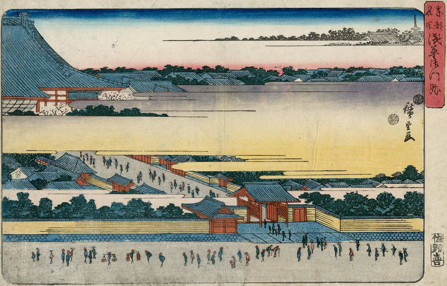 Hiroshiges - Higashi Hongan-ji Temple at Asakusa (Asakusa Gomonzeki) - Famous Places in the Eastern Capital 1839-42, 1847-52