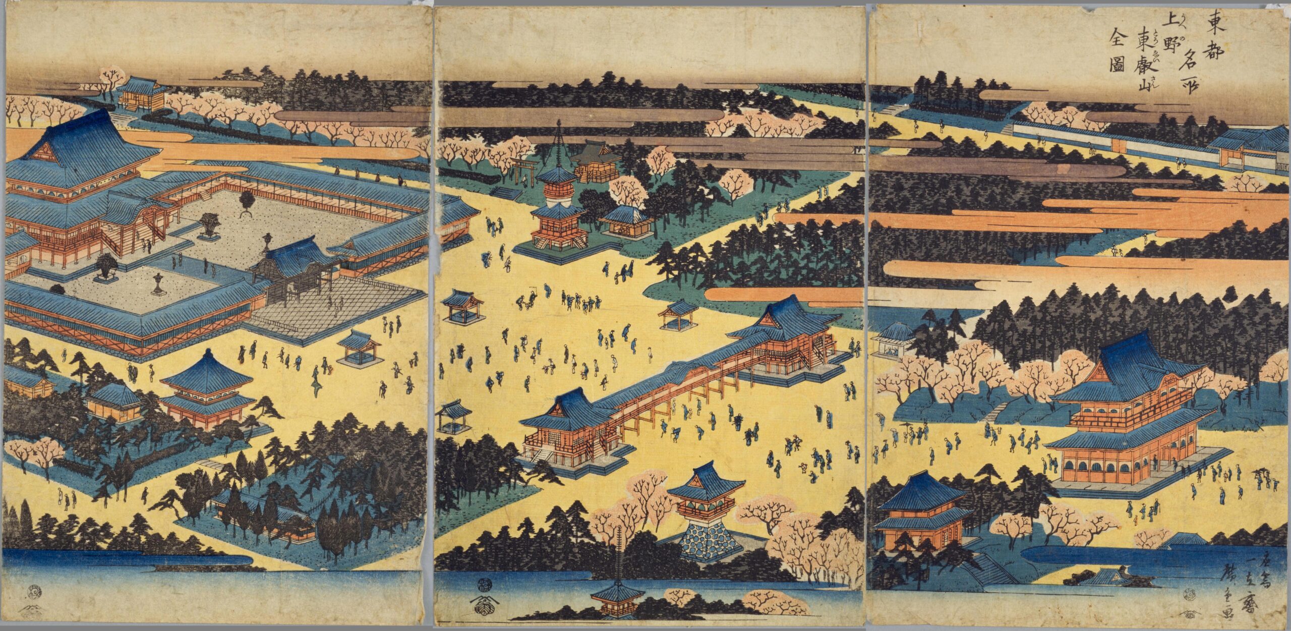 Hiroshiges - Complete View of Tōei-zan Temple in Ueno (Ueno Tōei-zan zenzu) - Famous Places in the Eastern Capital 1832-4