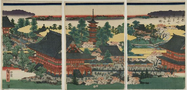 Hiroshiges - The Whole View of the Precincts of Asakusa Kinryūzan Temple - Famous places in the Eastern Capital 1854