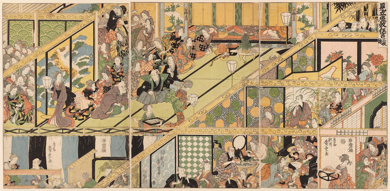 Hiroshiges - Imaginary Scene of a Private Kabuki Performance (Mitate zashiki kyōgen) - Miscellaneous Triptychs