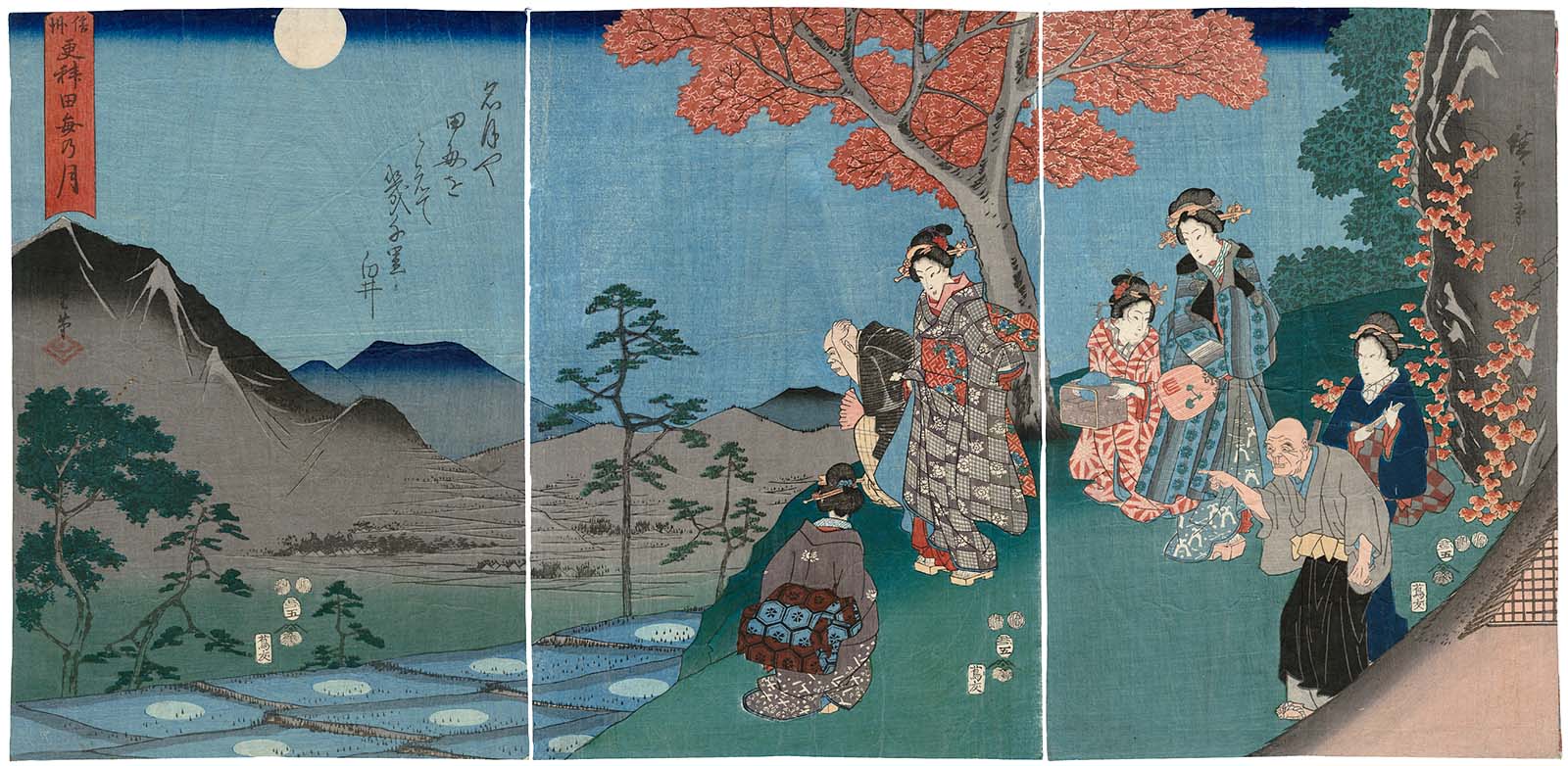 Hiroshiges - Eastern Genji: The Garden in Snow (Azuma Genji yuki no niwa) - Miscellaneous Triptychs