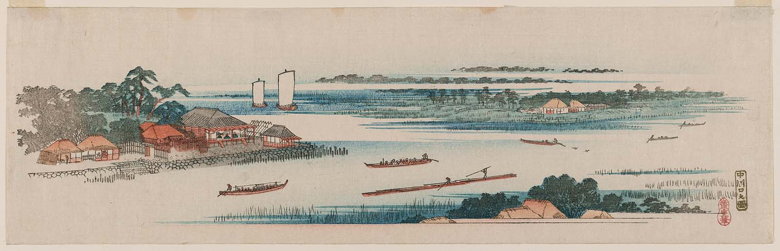 Hiroshiges - Mouth of the Naka River (Nakagawa-guchi no zu) - Famous Places in the Suburbs of Edo (Ebangire) 1839