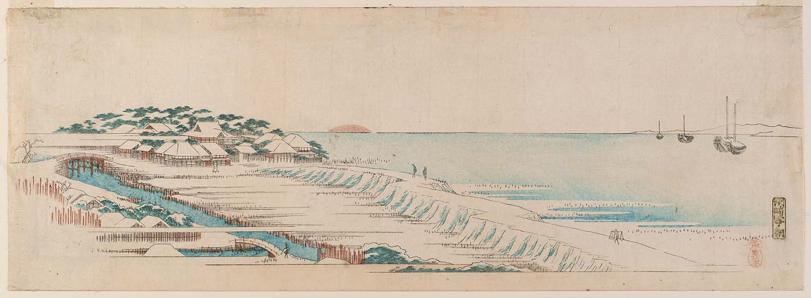 Hiroshiges - Snowy Morning In Susaki (Susaki yuki no asa) - Famous Places in the Suburbs of Edo (Ebangire) 1839