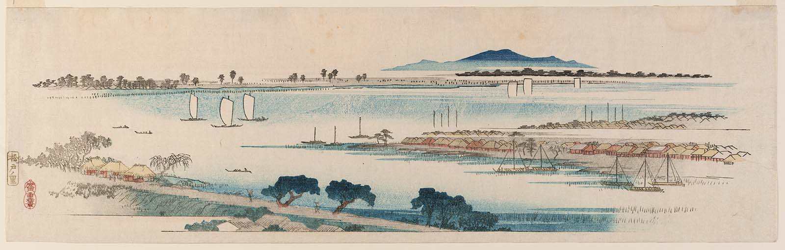 Hiroshiges - Village of Matsudo (Matsudo no sato) - Famous Places in the Suburbs of Edo (Ebangire) 1839