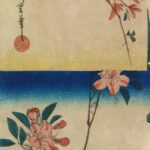 Hiroshiges - Java Sparrow on a Maple Branch (above) Green Bird on Crab Apple Branch - Yotsugiri Format