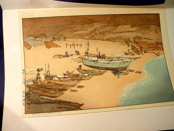 Hiroshi Yoshida - Unknown, beach and boats