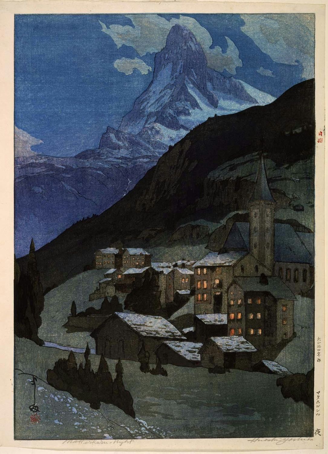 Hiroshi Yoshida - The Matterhorn at Night