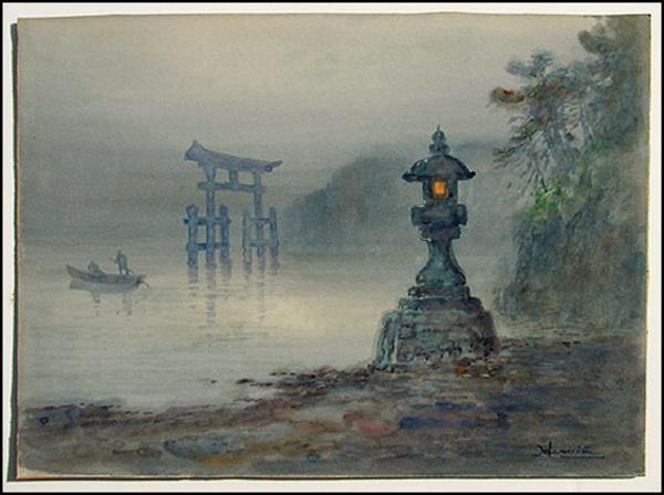 Hiroshi Yoshida - Torii and Lantern