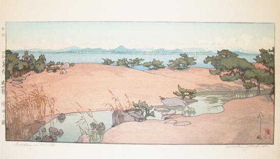 Hiroshi Yoshida - Garden in Winter, Biwa Lake