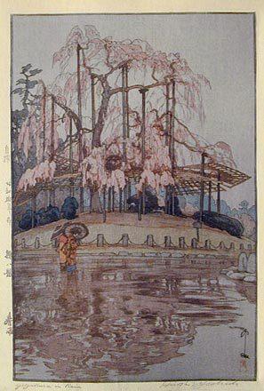 Hiroshi Yoshida - Eight Scenes of Cherry Blossoms: Yozakura in Rain (Sakura haddai: Shunsame)