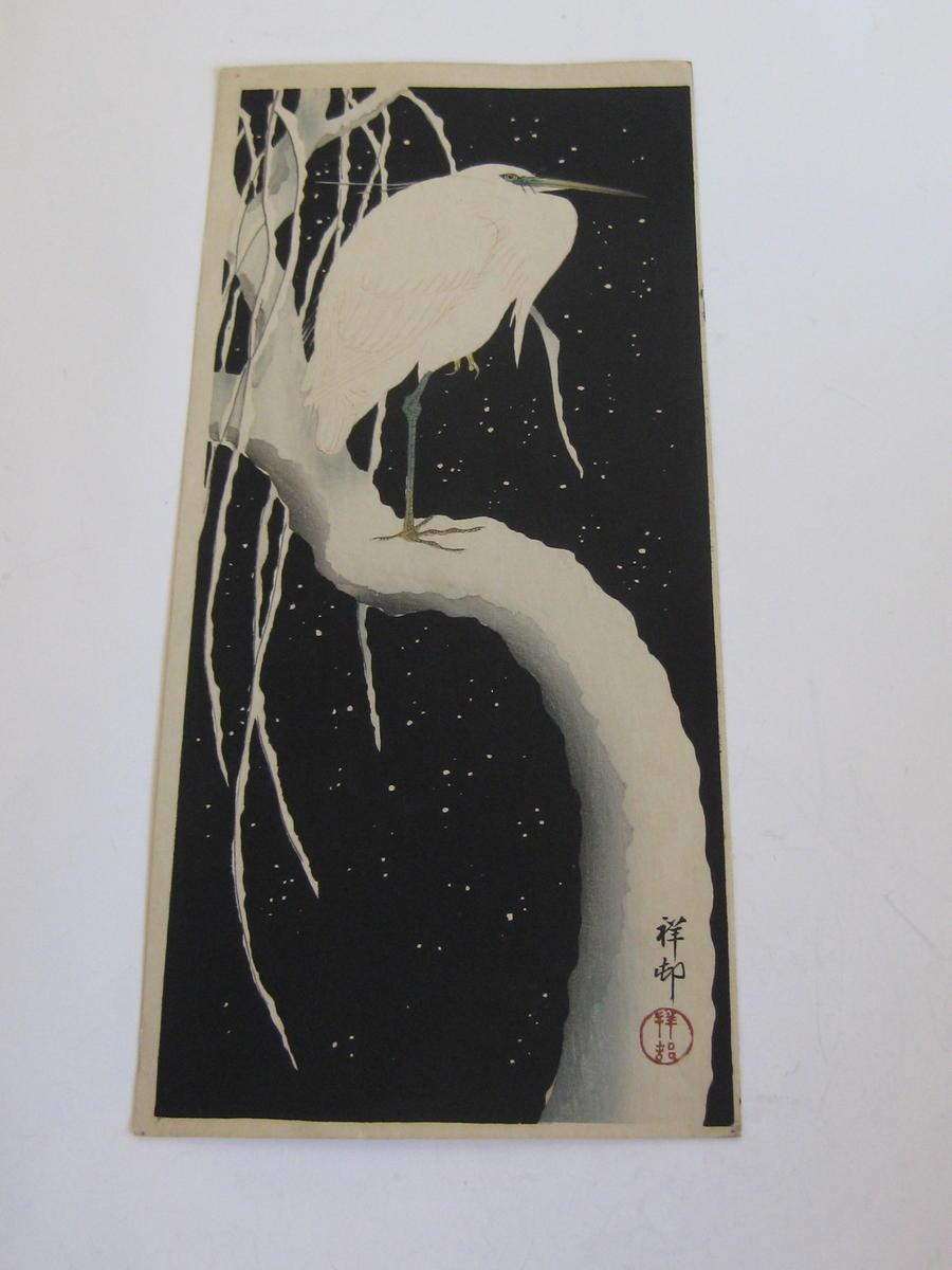 Ohara Koson - Egret on Snowy Branch