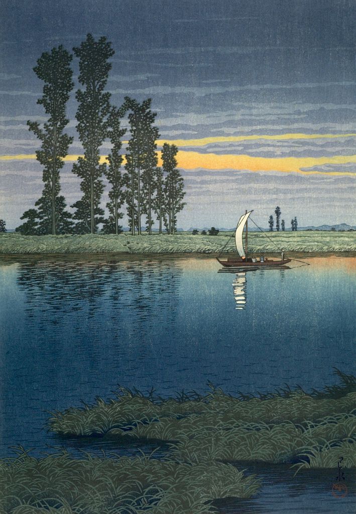 Hasui Kawase - Late Afternoon at Ushibari (Ushibari no yûgure), Shôwa period, dated 1930