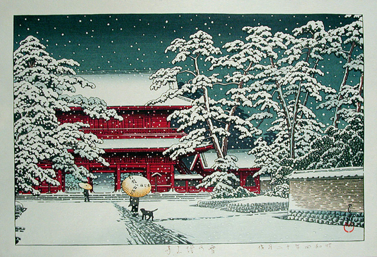 Hasui Kawase - Zojoji Temple in Snow