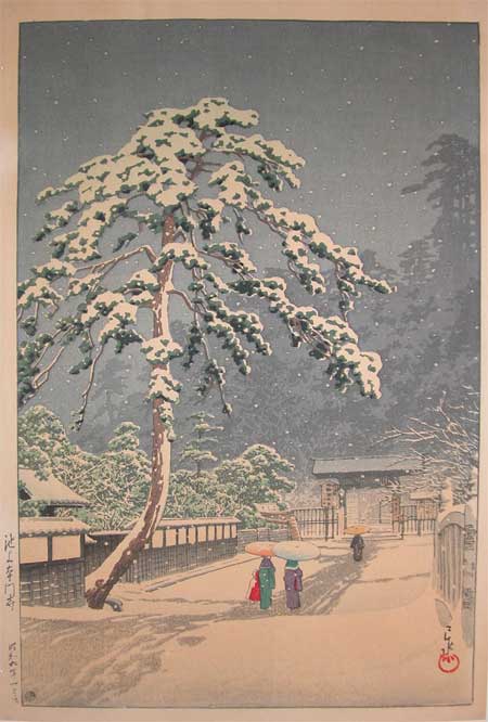 Hasui Kawase - Honmonji Temple at Ikegami