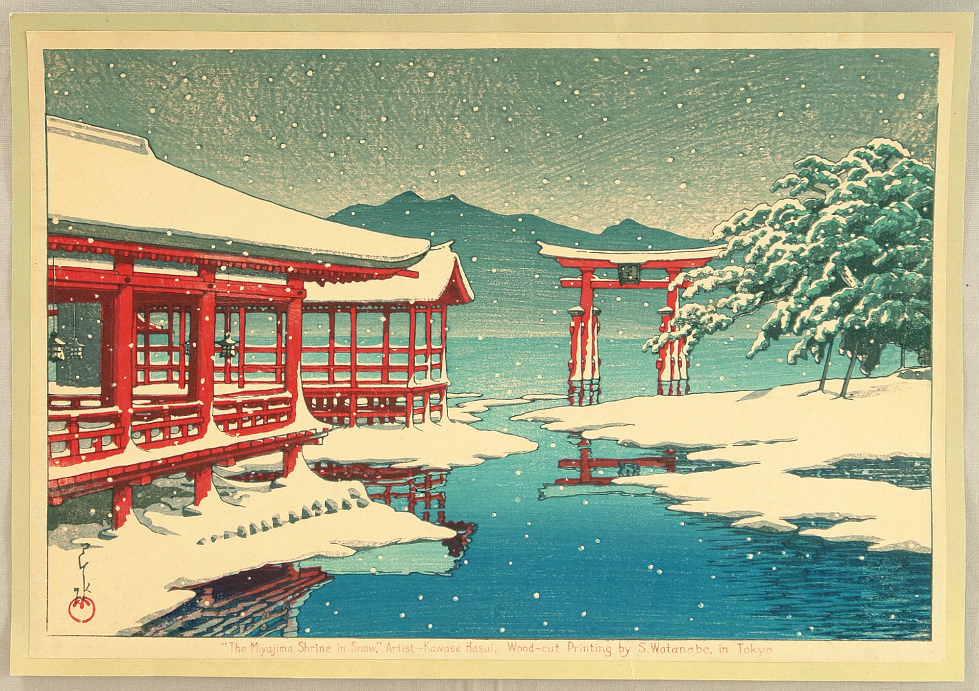 Hasui Kawase - Miyajima Shrine in Snow