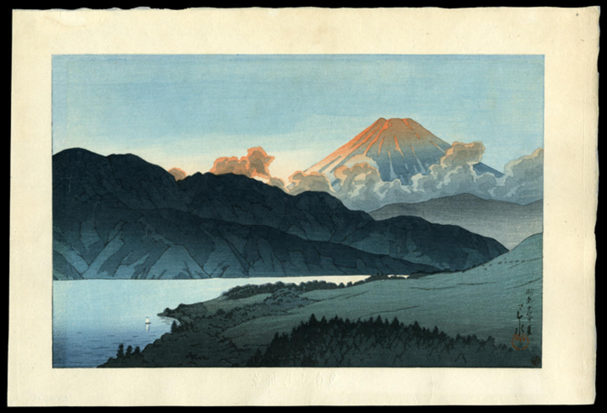 Hasui Kawase - A Nocturnal Fuji, Lake Ashino