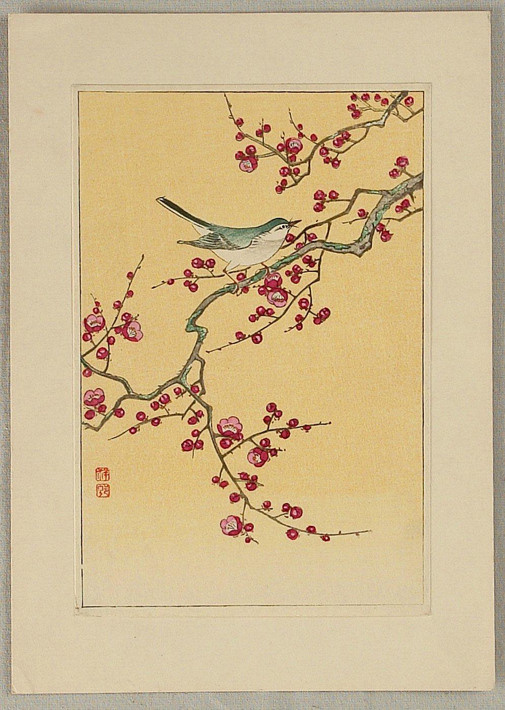 Ohara Koson - Bush Warbler and Plum