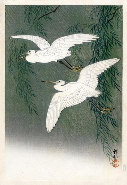 Ohara Koson - White Herons & Willow