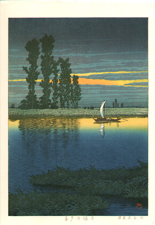 Hasui Kawase - Dusk at Ushibori