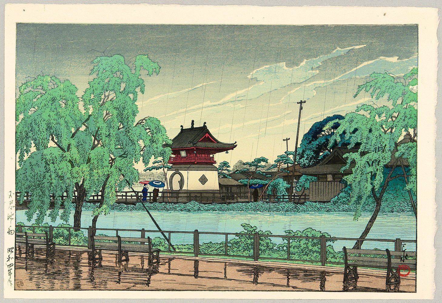 Hasui Kawase - Rain at Shinobazu Pond