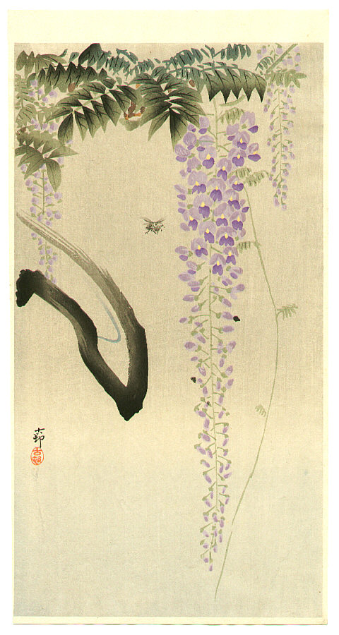 Ohara Koson - Wisteria and Bee