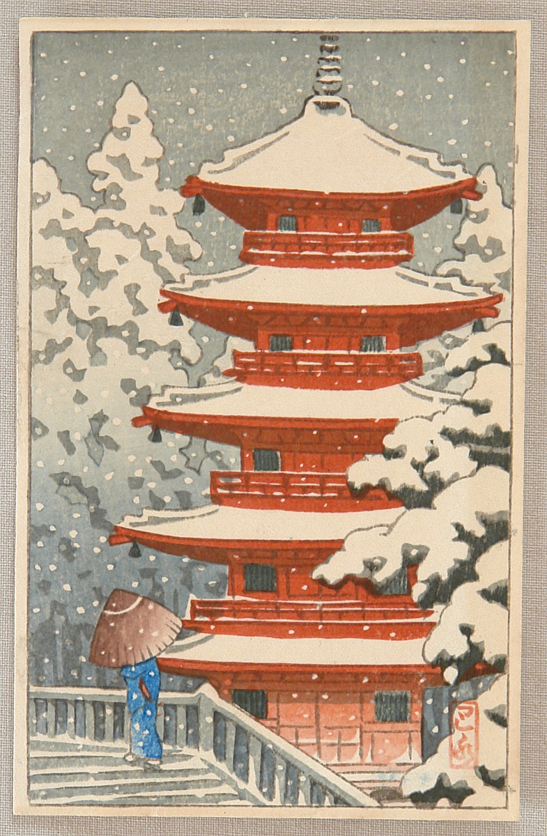 Hasui Kawase - Pagoda in Snow