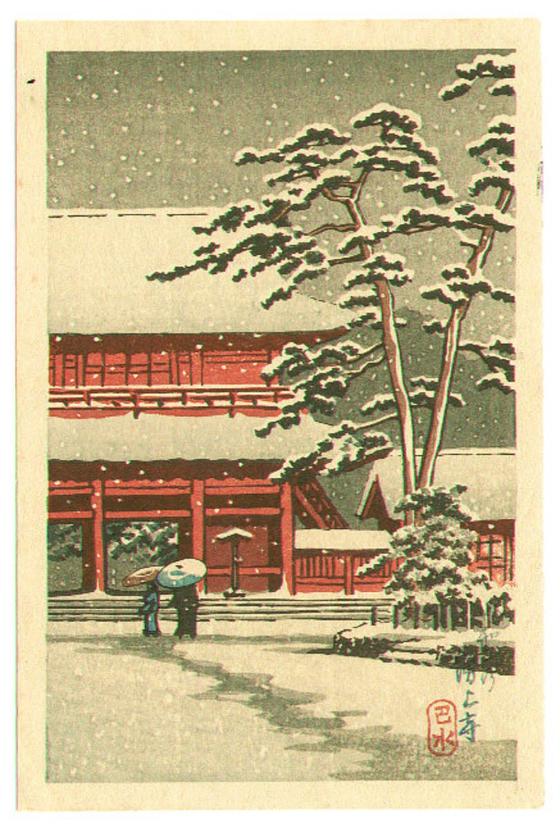 Hasui Kawase - Zojoji Temple in Snow