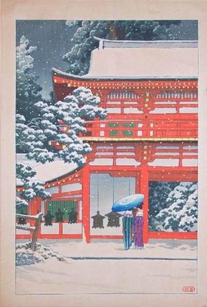 Hasui Kawase - Shinto Shrine of Kasuga at Nara