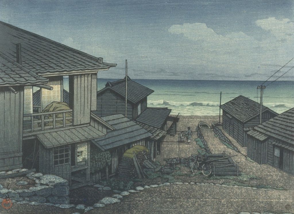 Hasui Kawase - Cloudy Day in Mito: Woodblock Version, Shôwa period, dated 1946