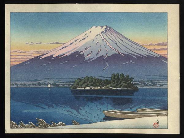 Hasui Kawase - Mt Fuji reflected in Lake Kawaguchi