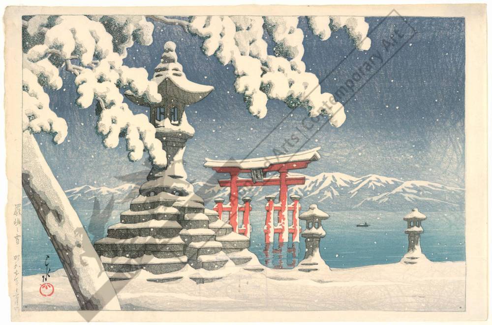 Hasui Kawase - Snow at Itsukushima