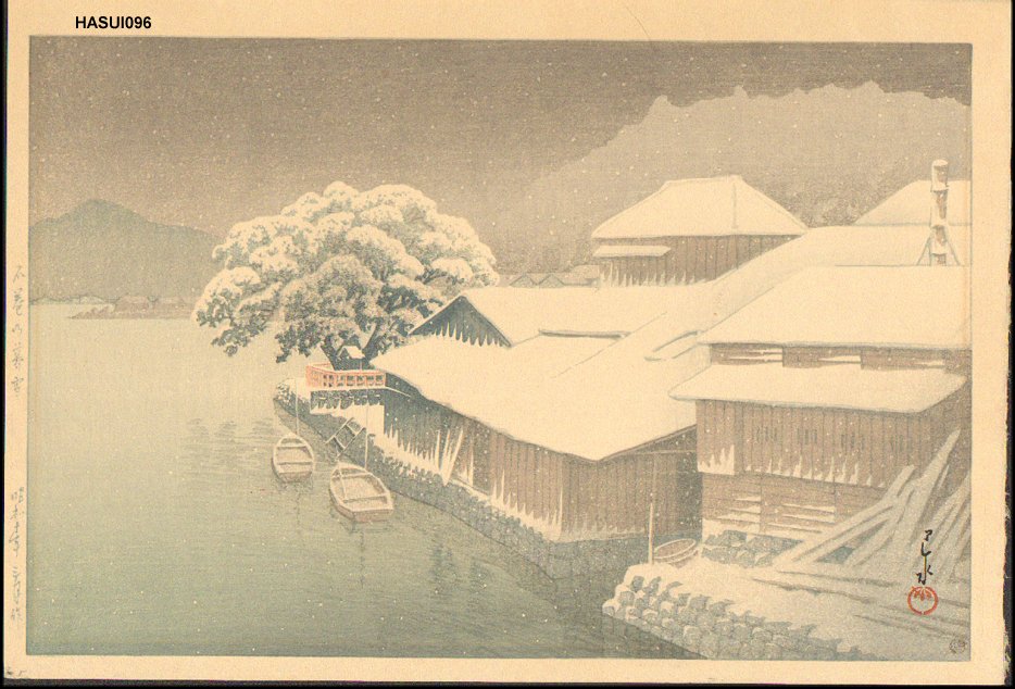 Hasui Kawase - ISHINOMAKI NO BOSETSU (Ishinomaki in Snow)