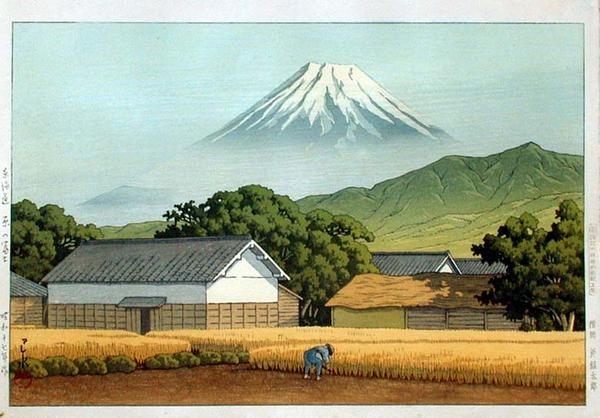 Hasui Kawase - Mt. Fuji from Hara on the Tokaido