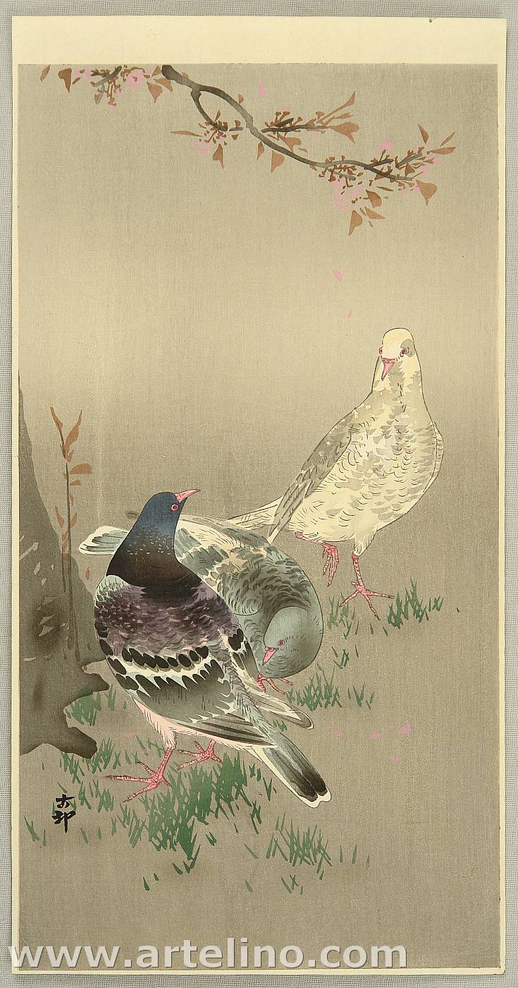 Ohara Koson - Pigeons under Cherry Tree