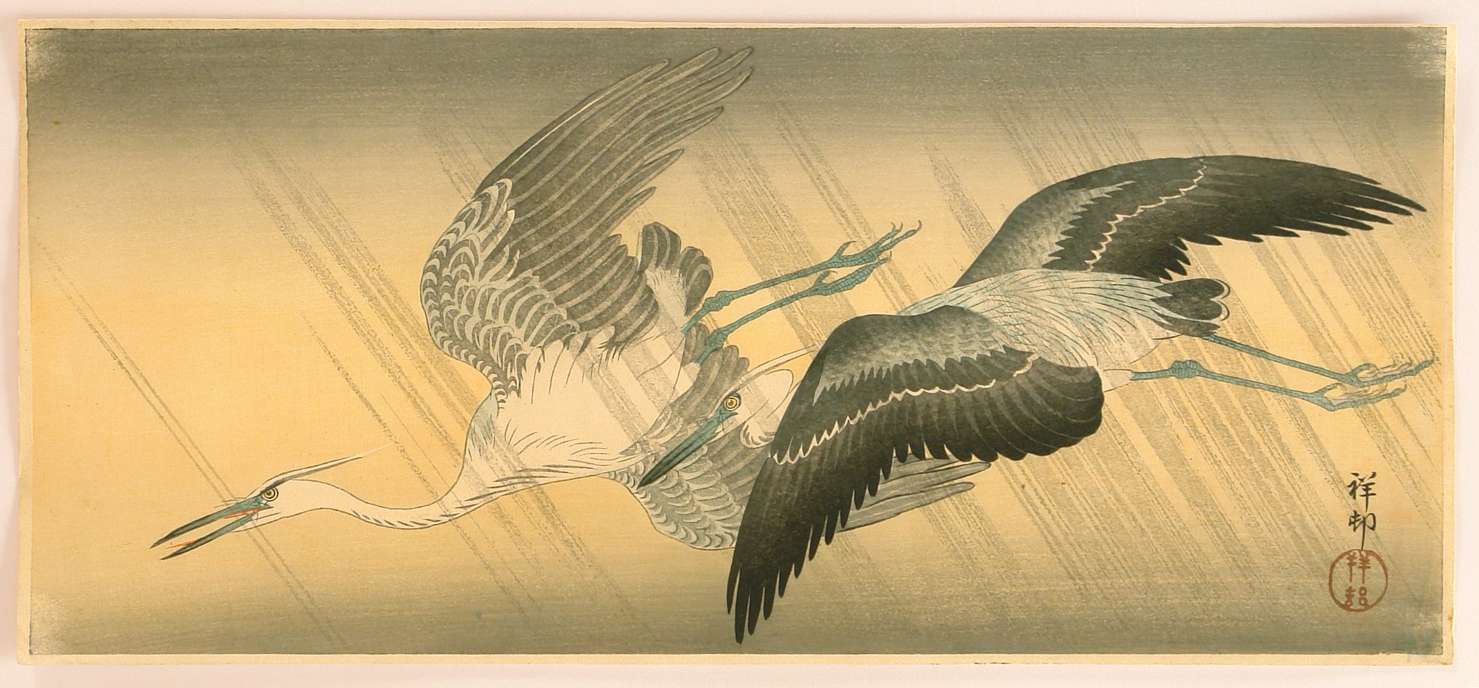 Ohara Koson - Flying Herons in Rain