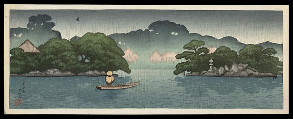 Hasui Kawase - Small Boat in a Spring Shower