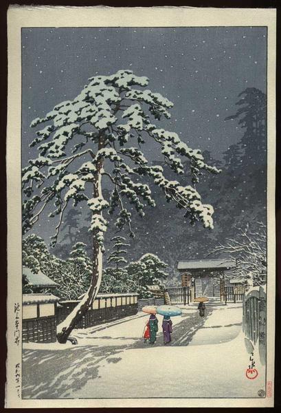 Hasui Kawase - Ikegami Honmonji (Honmonji Temple in Snow)