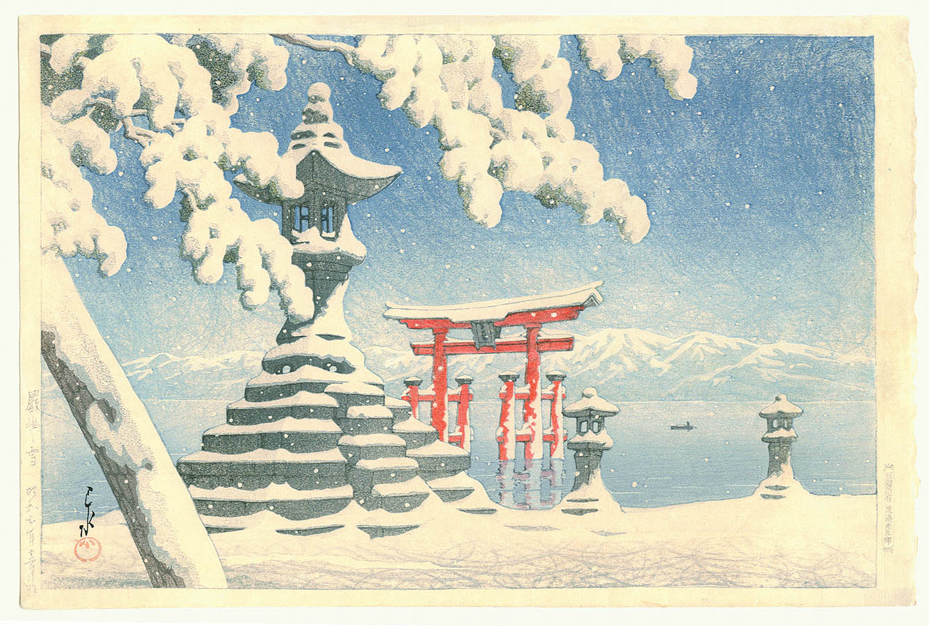 Hasui Kawase - Snow at Miyajima