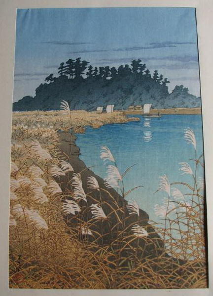 Hasui Kawase - Late Autumn at Ichikawa — 市川の晩秋