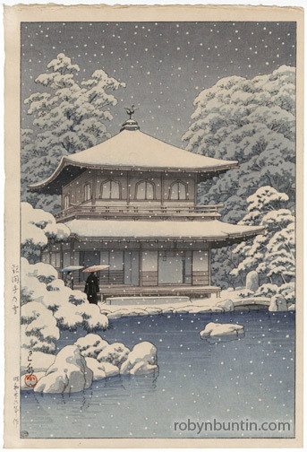 Hasui Kawase - Snow at the Silver Pavilion