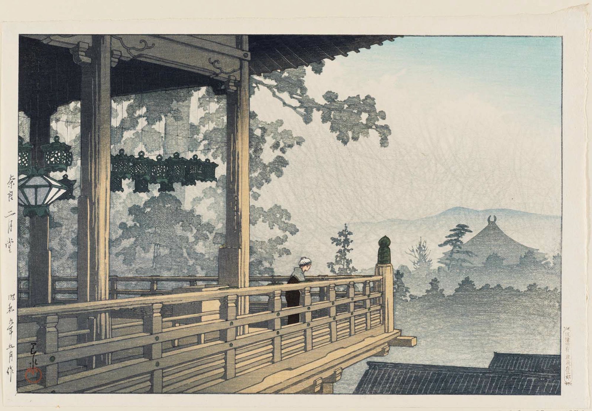 Hasui Kawase - Nigatsu-dô Hall in Nara (Nara Nigatsu-dô), from the series Collected Views of Japan II, Kansai Edition (Nihon fûkei shû II Kansai hen)