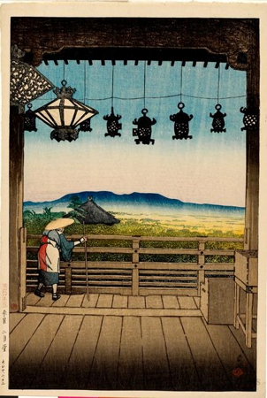 Hasui Kawase - Nigatsudö Temple in Nara District