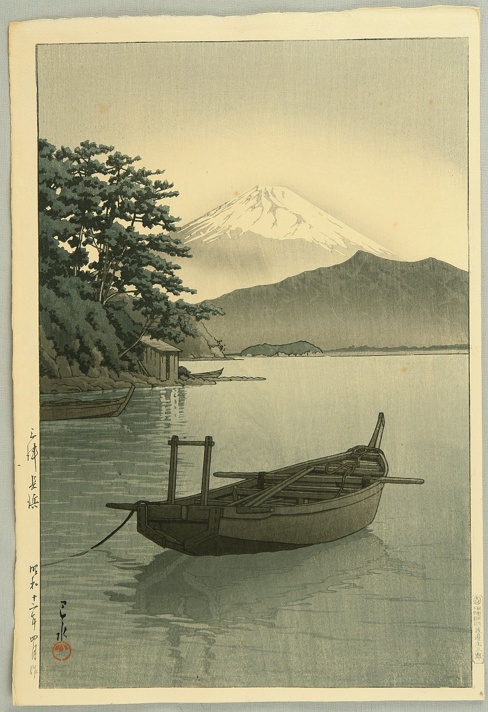 Hasui Kawase - Mt.Fuji Seen from Nagahama