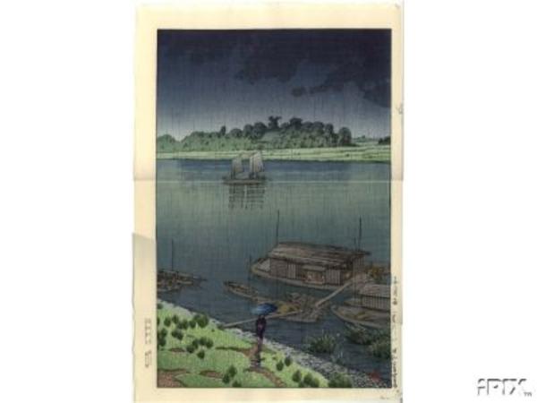 Hasui Kawase - May Rain- Arakawa — 五月雨（荒川）