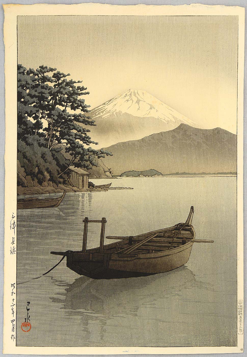 Hasui Kawase - Mt.Fuji Seen from Nagahama