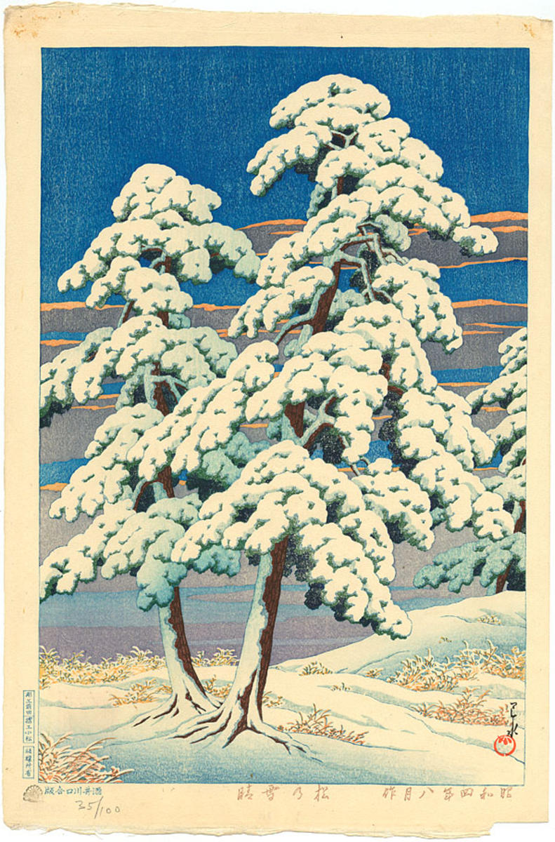 Hasui Kawase - Pine Tree After Snow