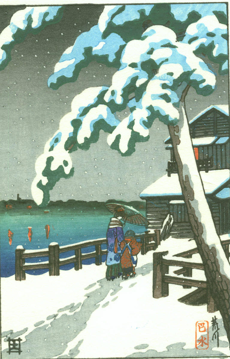 Hasui Kawase - River in snow