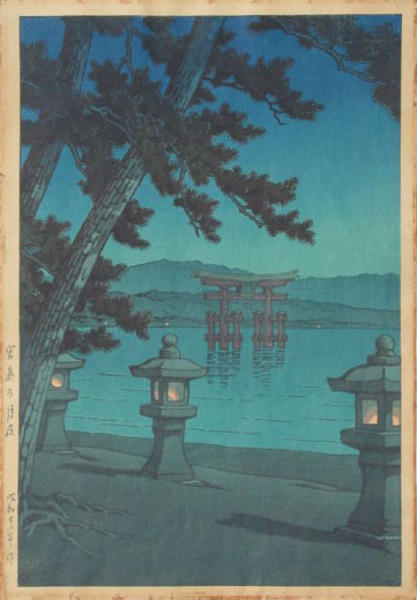 Hasui Kawase - MOONLIGHT NIGHT AT MIYAJIMA