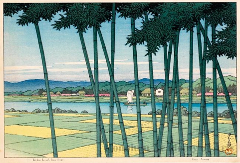 Hasui Kawase - Bamboo Forest, Tama River