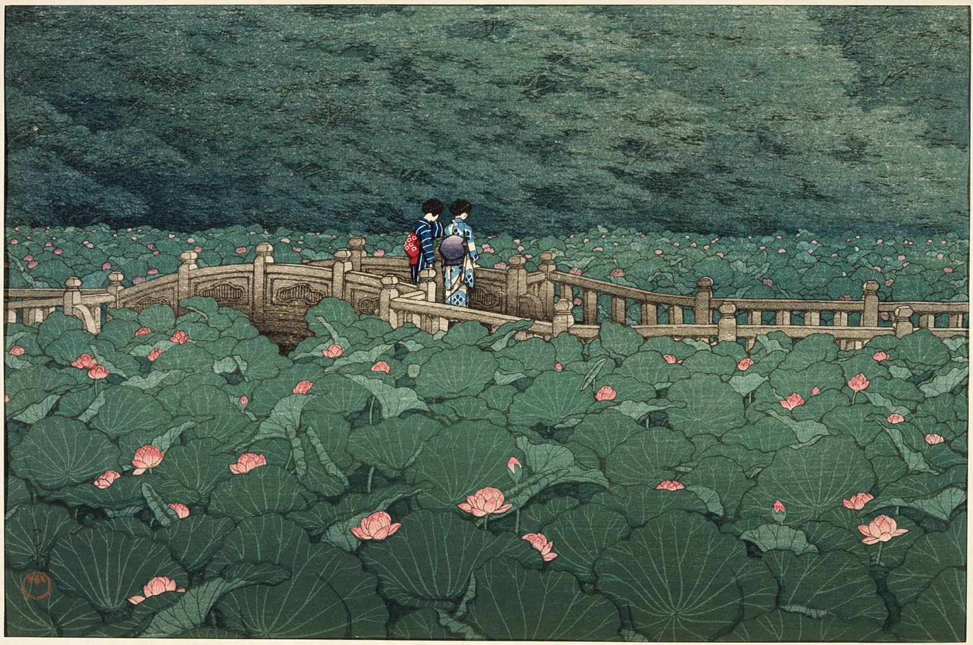 Hasui Kawase - The Pond at Benten Shrine in Shiba (Shiba Benten ike)